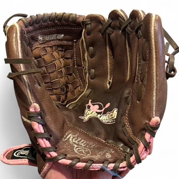 Rawlings Leather 11” Softball Glove with Pink Highlights - Picture 3 of 4